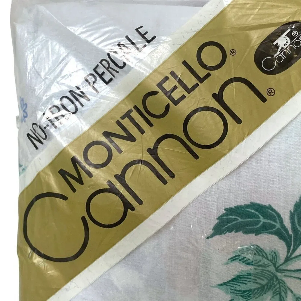 CANNON Full Fitted Sheet White Floral New Vintage No Iron Percale Cotton Blend